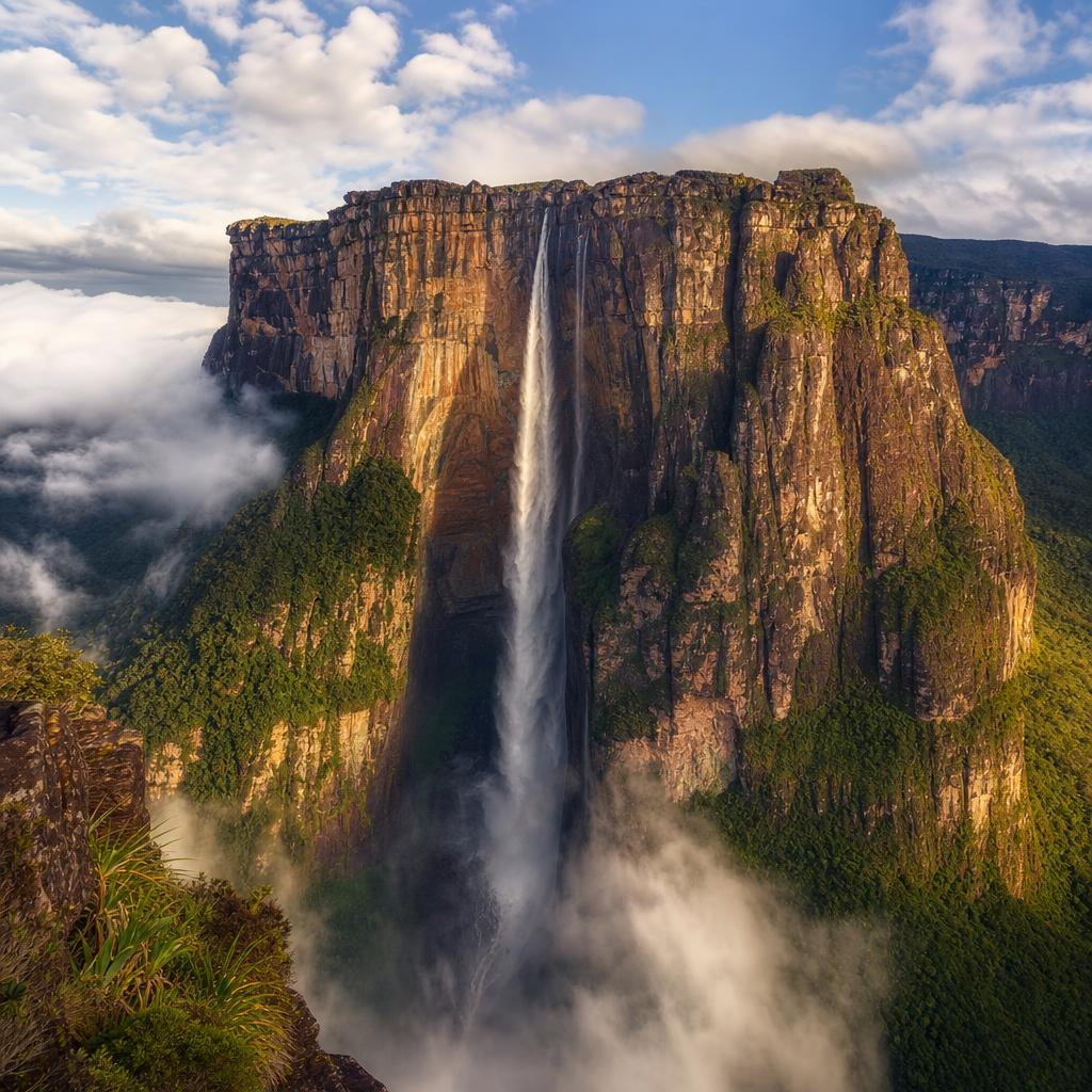 Angel Falls in Venezuela represents a natural wonder hidden deep in the jungle landscape.