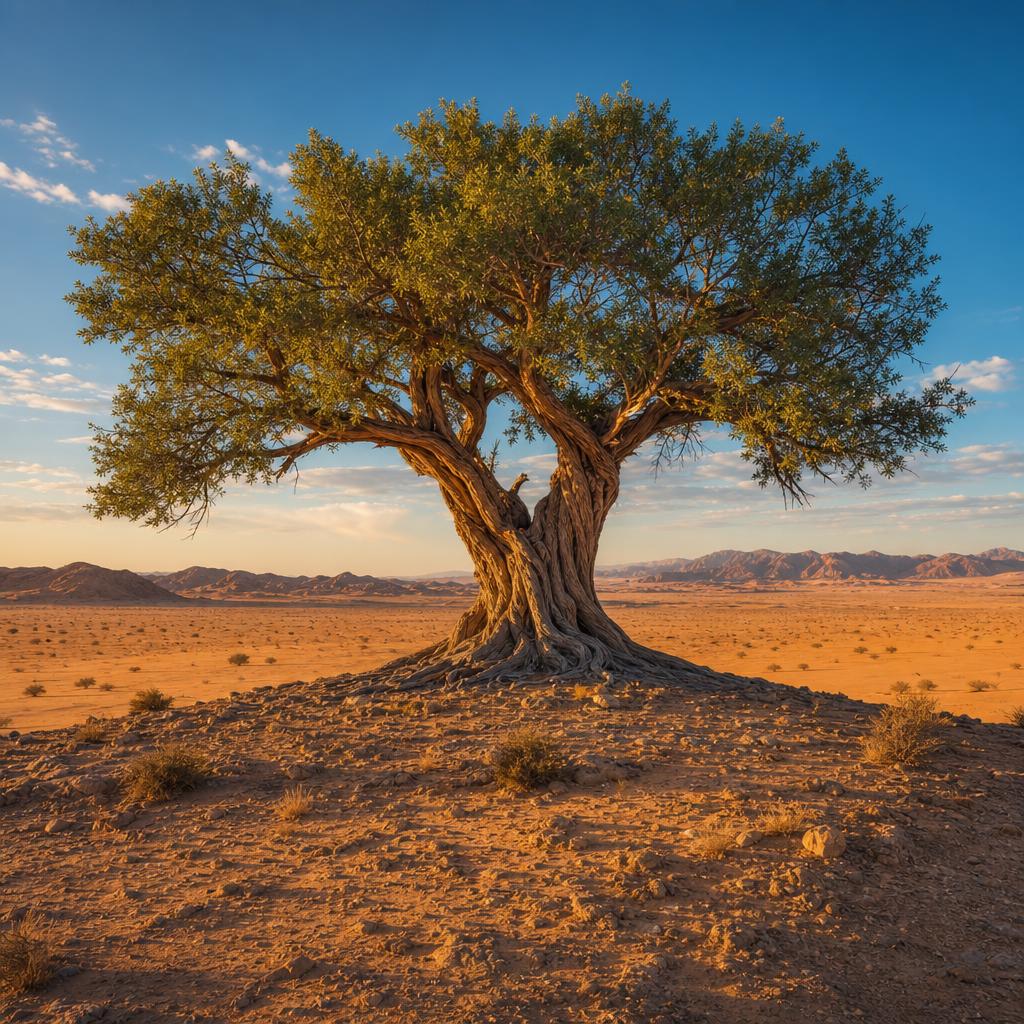 Surrounded by dunes, the historic Tree of Life thrives in the Bahraini desert.