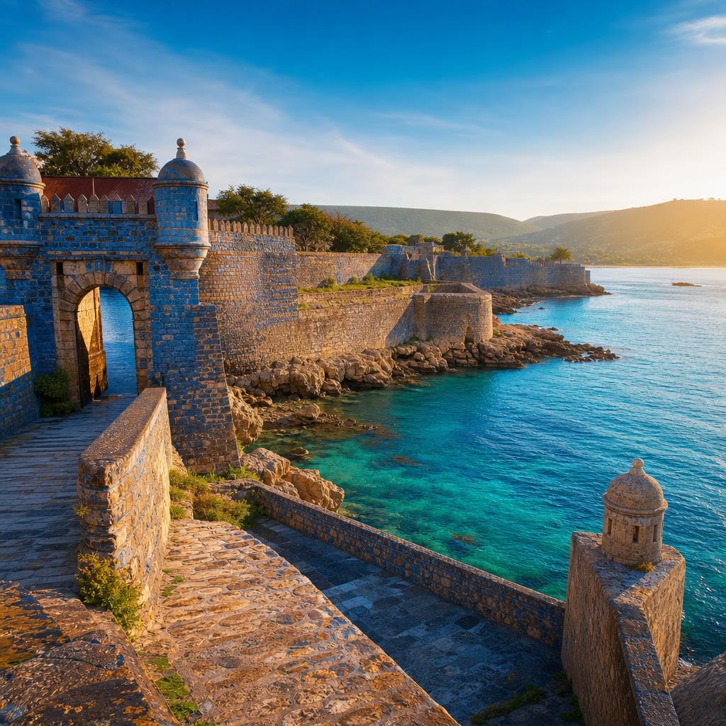 Guarding the turquoise bay, the blue stone walls of El Morro face Puerto Rico.