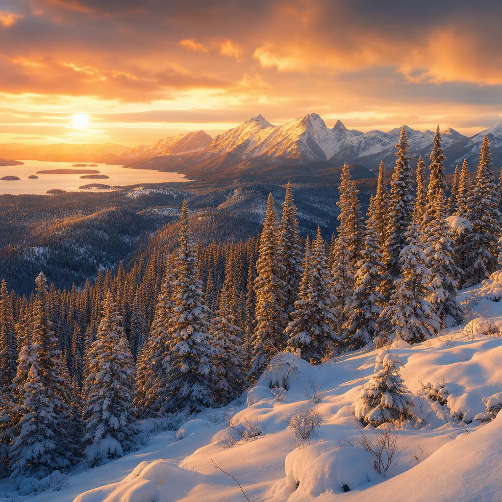Finland boasts tranquil winter forests that glow during the magical golden hour.