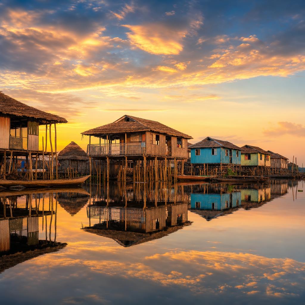 The unique lake dwellings of Ganvie are captured in the warmth of Benin.