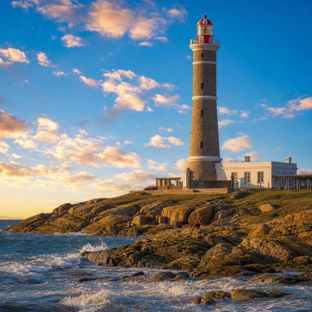 A solitary lighthouse in Jose Ignacio marks the scenic southern coast of Uruguay.