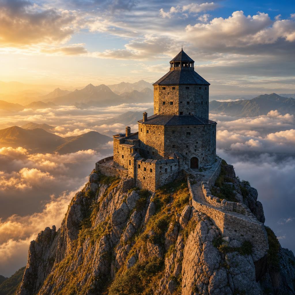 Perched high above the clouds, the Guaita Tower stands over the state of San Marino.